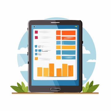 タブレットでの在庫管理画面のイラスト・倉庫DX