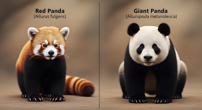 Comparison of red panda and giant panda