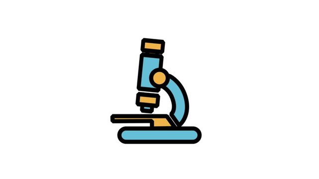 Animated laboratory microscope icon for scientific research, medical diagnostic testing, and biology biotechnology experiment concepts.