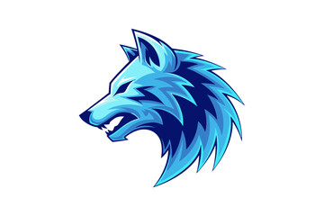 Blue wolf head logo profile view. © AZ Zhaf