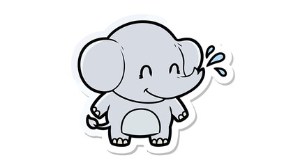 Obraz premium A cute cartoon elephant plays happily outdoors with joyful eyes.