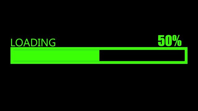 Abstract loading icon animation, Loading buffer progress bar. download interface on a black background. Load status indicator from 0 to 100% percent. Motion graphic video animation,4k video