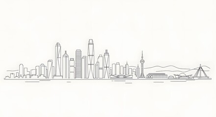 Fototapeta premium Sketched Modern City Skyline
