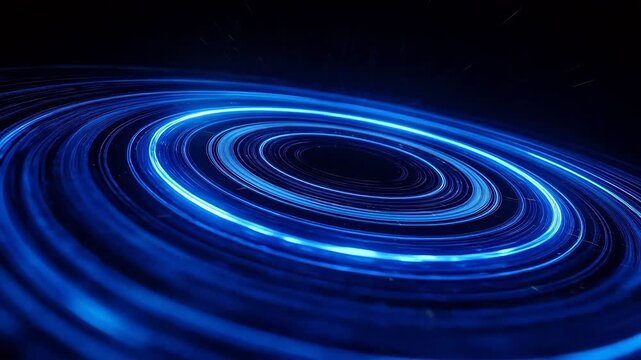 Blue spiral light vortex on dark background