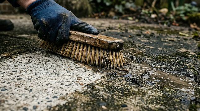 Hand holding a dirty brush 1.