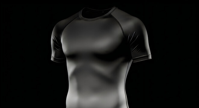 Stylish black compression shirt with sleek design and subtle detailing