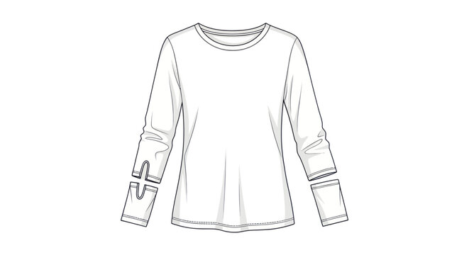 Fashion illustration of a long sleeve t-shirt with thumbhole cuffs
