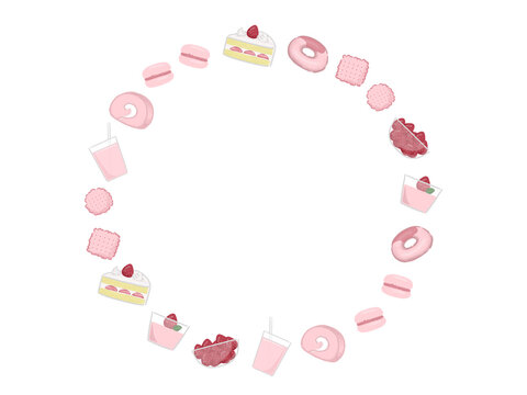 いちごのスイーツのサークルフレーム