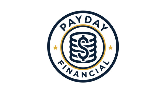 Payday Financial logo featuring a stack of coins with a dollar sign inside a circular emblem.