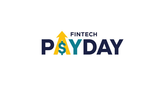 Fintech Payday logo featuring an upward arrow and dollar sign symbolizing financial growth and success in the fintech industry.