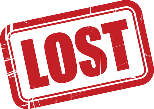 Red grunge rubber stamp with the word lost