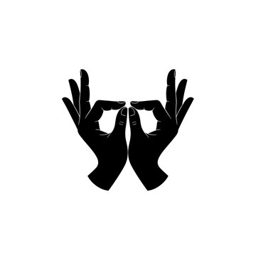 Meditation Mudra Hands Black Minimal Vector Spiritual Icon