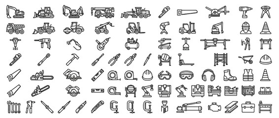 Fototapeta premium Collection of various line icons and symbols.