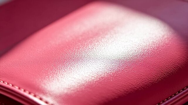 Pink leather material texture with smooth surface and stitching