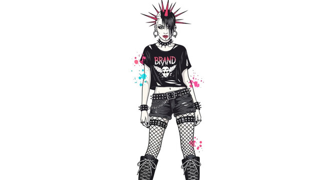 Punk woman with mohawk and ripped clothes