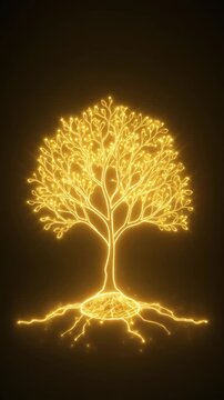 ゴールドの木が成長する未来投資の背景動画