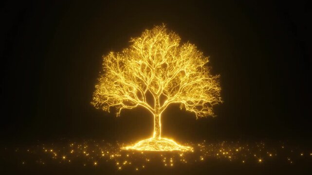 ゴールドの木が成長する未来投資の背景動画