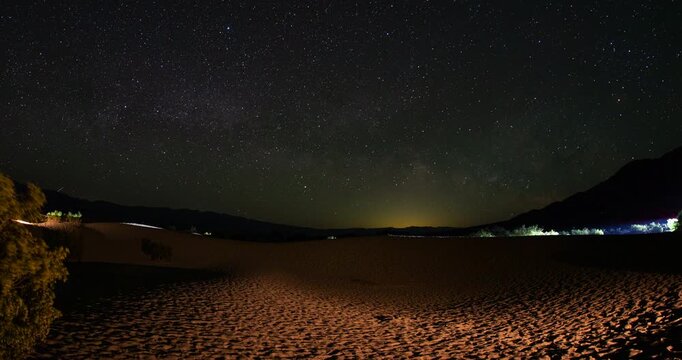 Milky Way Night Sky Death Valley Mesquite Dunes Stars Timelapse Desert 4K