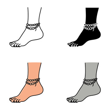 ankle chain jewelry vector illustration with different styles