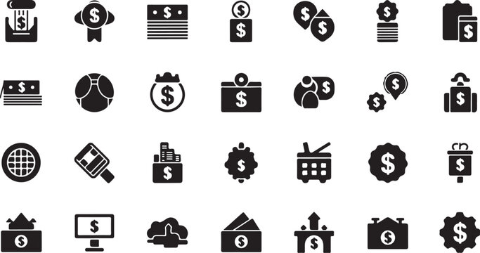 Black and white financial finance money 1 symbols currency