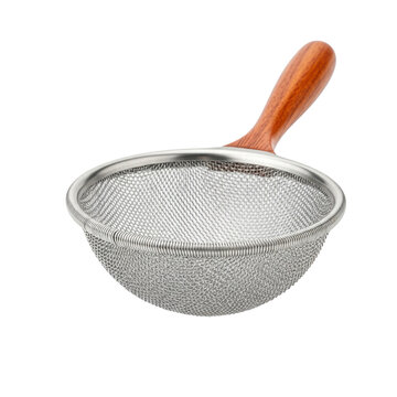 Fine mesh strainer with wooden handle
