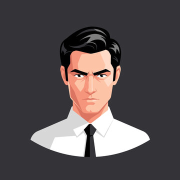 Illustration of a man with angry expression.