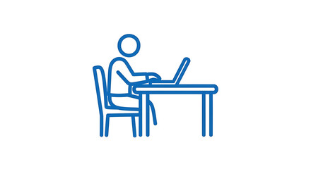 Fototapeta premium Person Sitting at Table Using Laptop Icon