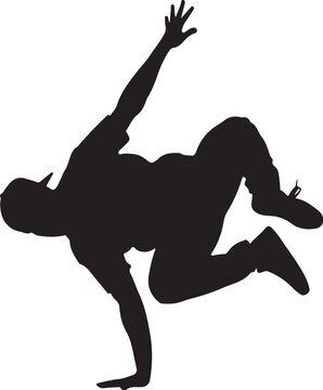 Black silhouette of a man breakdancing breakdancer