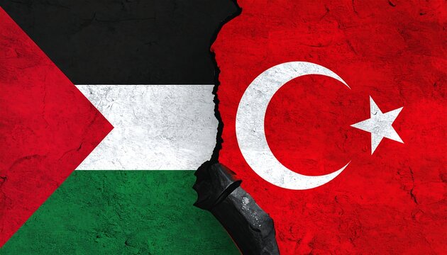 A torn flag of Jordan and Turkey