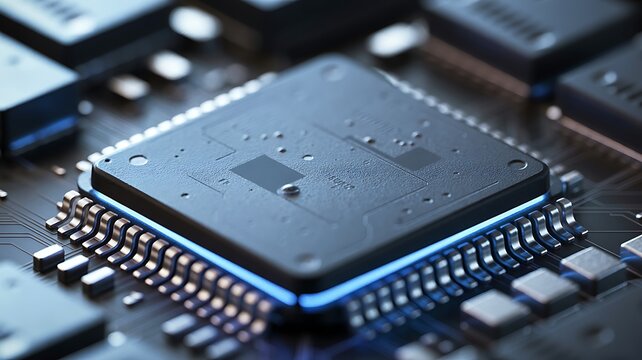 Close-up view of a modern central processing unit with multiple pins for connection