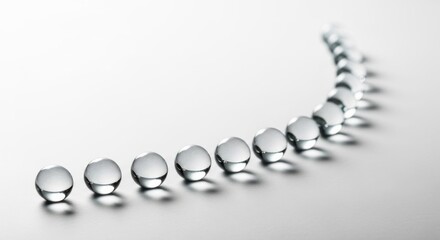 Obraz premium Row of Clear Water Droplets on a Smooth Surface