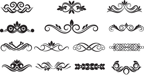 Fototapeta premium Collection of elegant black and white swirl designs