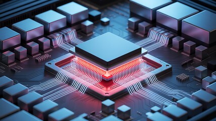 Fototapeta premium Intricate network of interconnected futuristic microchips and circuitry