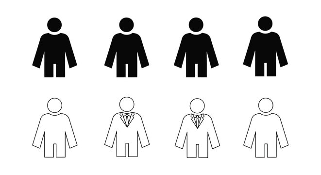 Simple stick figure icons depicting people in contrasting black and white