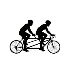 Fototapeta premium Tandem Cyclist Team Silhouette for Visually Impaired Adaptive Cycling