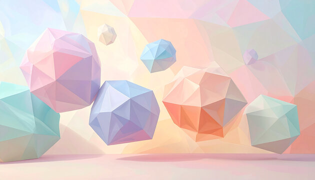 Abstract geometric shapes floating in space