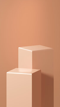 A pair of light salmon pillars are designed with a rectangular shape and soft, curved sides