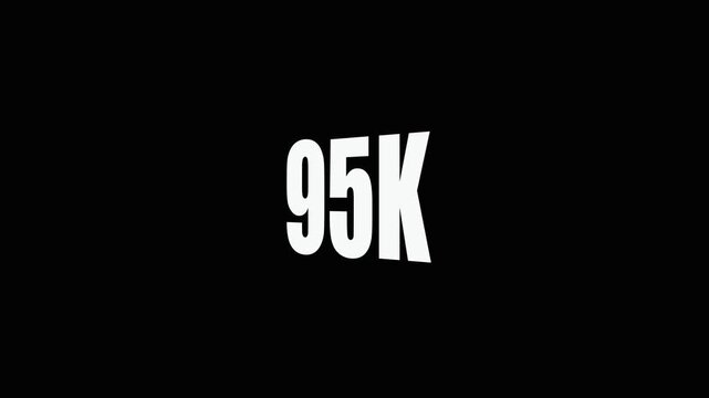 Large White 95 K Text on Black Background for Social Media Milestone Celebrations and Infographics ninety-five thousand.