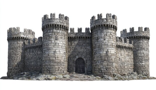 Majestic Medieval Castle Fortress With Towers And Battlements.