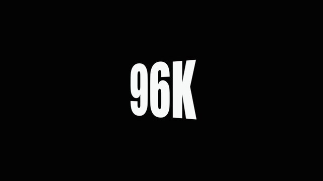 Large White 96 K Text on Black Background for Data Transfer, Statistics, or Scoring Concept ninety-six thousand.