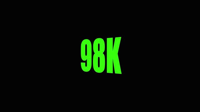 Neon green 98 K text on black background numeric display ninety-eight thousand neon green text.