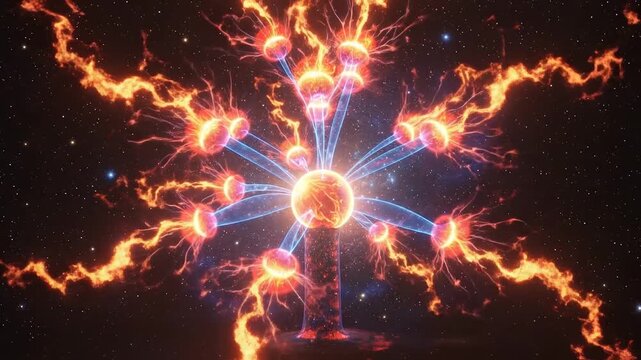 Electricity Sparks Radiating Light Energy.