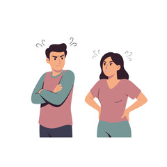 Fototapeta premium Couple Arguing, Frustrated Man and Woman with Angry Expressions and Crossed Arms