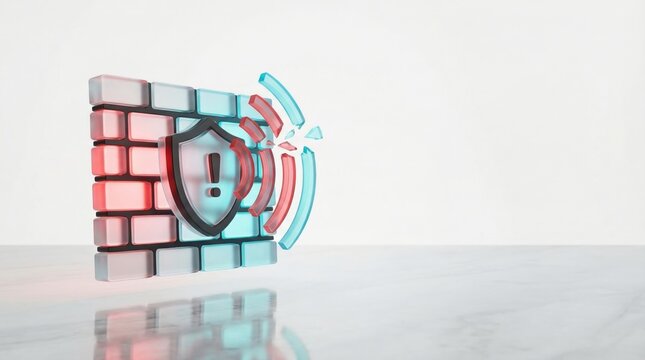High tech digital shield representing network firewall and cyber security