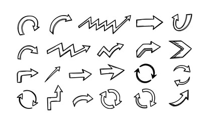 Fototapeta premium Hand drawn arrow doodle set vector illustration isolated