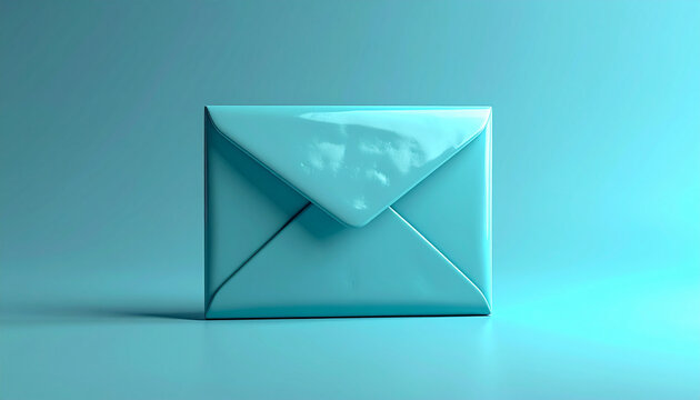Turquoise envelope isolated on monochrome background for communication concepts