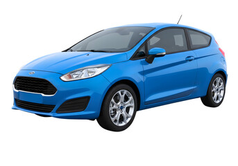 Fototapeta premium Bright blue ford fiesta parked