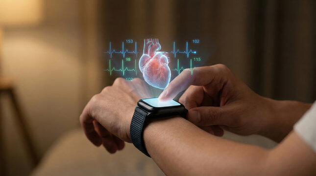 Wearable tech with ai enhances healthcare by monitoring heart health in real time providing advanced health insights for better care