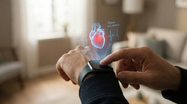 Smart wearable tech with ai monitors heart health and ECG data in real time enhancing healthcare and personal health management