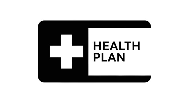 Health Plan Logo with Medical Cross and Text